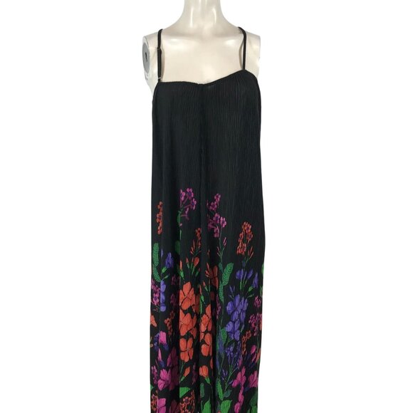 Anthropologie Dresses & Skirts - ANTHROPOLOGIE - WOMEN'S LARGE BLACK FLORAL SPAGHETTI STRAP POLYESTER MAXI DRESS